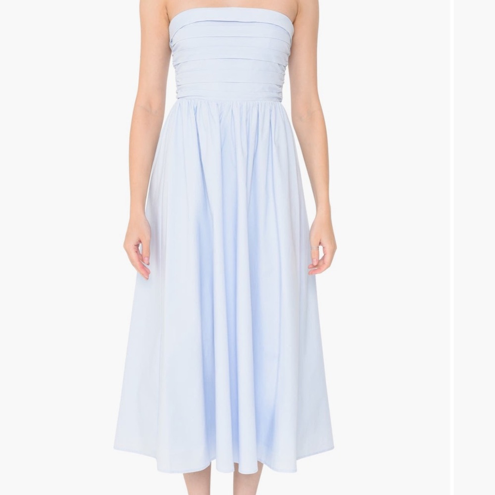 WAYF Sammie Pleat Strapless Sundress - baby blue Medium